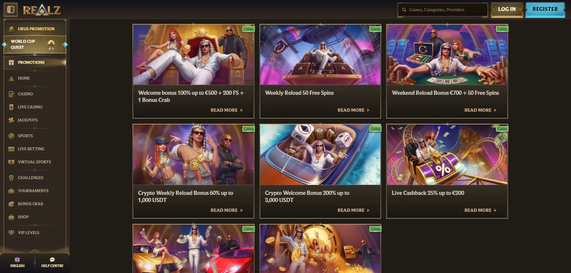 Promozioni e offerte speciali Realz Casino Italia — cashback e tornei