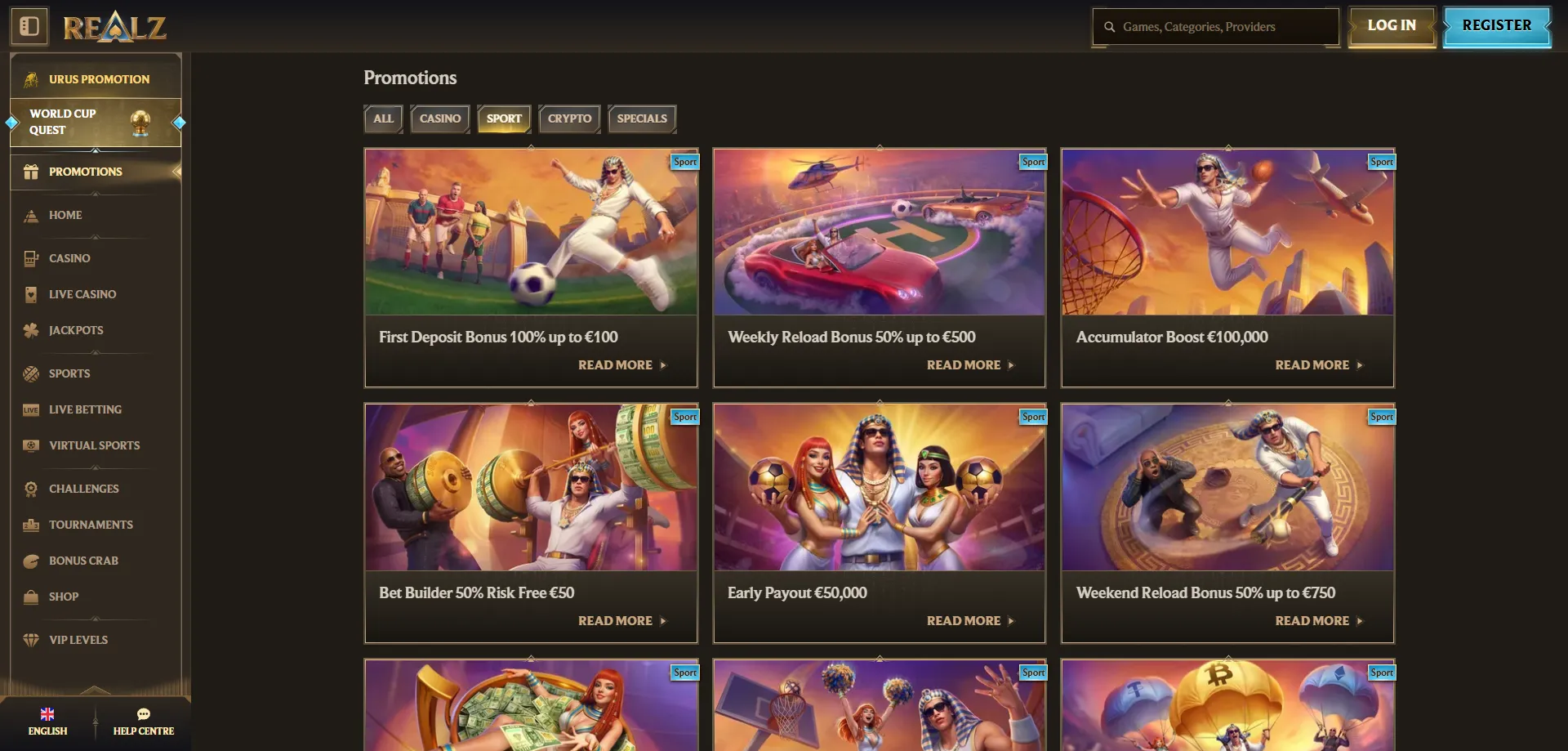 Realz Casino bonus di benvenuto 100% fino a €500 e 200 giri gratuiti